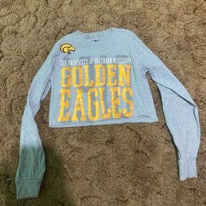 USM shirt cut into a crop top